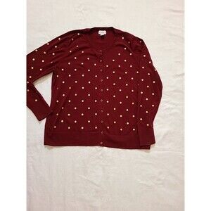 Old Navy Womens Red Gold Foil Button Up Polka Dot Cardigan Sz XL